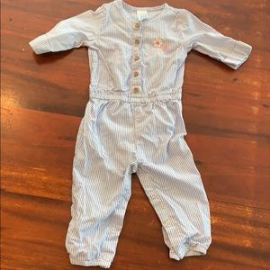 Blue pink stripe jump suit